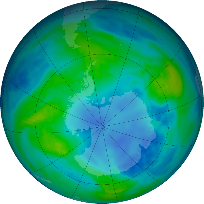 Antarctic ozone map for 28 April 1985